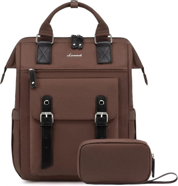 LOVEVOOK Laptop Backpack for Women Work Travel Backpack Purse, Commuter Business Computer Bag Teacher Nurse Bags, College School Backpack Student Bookbag with Multi-Pockets, 15.6 Inch, Black-brown - Image 103