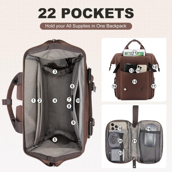 LOVEVOOK Laptop Backpack for Women Work Travel Backpack Purse, Commuter Business Computer Bag Teacher Nurse Bags, College School Backpack Student Bookbag with Multi-Pockets, 15.6 Inch, Black-brown - Image 104