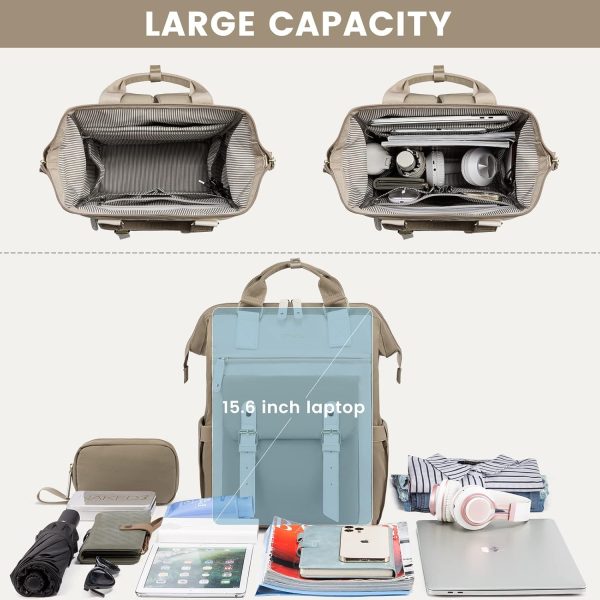 LOVEVOOK Laptop Backpack for Women Work Travel Backpack Purse, Commuter Business Computer Bag Teacher Nurse Bags, College School Backpack Student Bookbag with Multi-Pockets, 15.6 Inch, Black-brown - Image 112