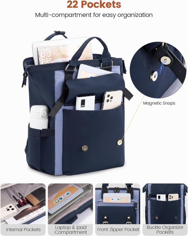 LOVEVOOK Laptop Backpack for Women Work Travel Backpack Purse, Commuter Business Computer Bag Teacher Nurse Bags, College School Backpack Student Bookbag with Multi-Pockets, 15.6 Inch, Black-brown - Image 120