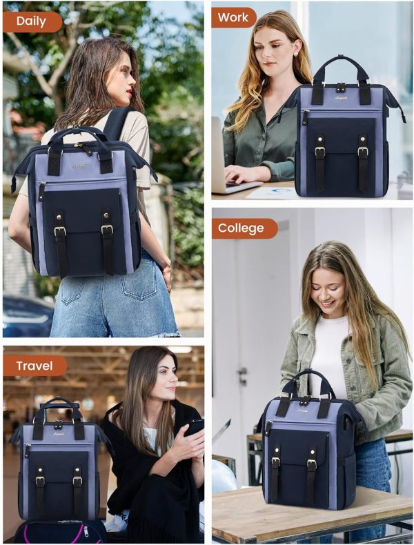 LOVEVOOK Laptop Backpack for Women Work Travel Backpack Purse, Commuter Business Computer Bag Teacher Nurse Bags, College School Backpack Student Bookbag with Multi-Pockets, 15.6 Inch, Black-brown - Image 123