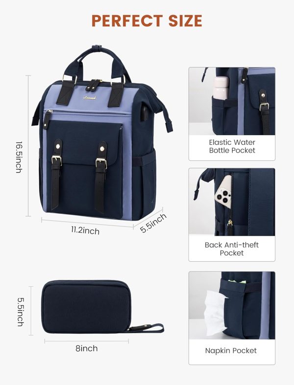 LOVEVOOK Laptop Backpack for Women Work Travel Backpack Purse, Commuter Business Computer Bag Teacher Nurse Bags, College School Backpack Student Bookbag with Multi-Pockets, 15.6 Inch, Black-brown - Image 124
