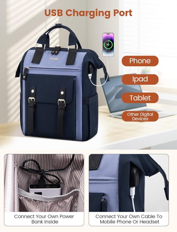 LOVEVOOK Laptop Backpack for Women Work Travel Backpack Purse, Commuter Business Computer Bag Teacher Nurse Bags, College School Backpack Student Bookbag with Multi-Pockets, 15.6 Inch, Black-brown - Image 125