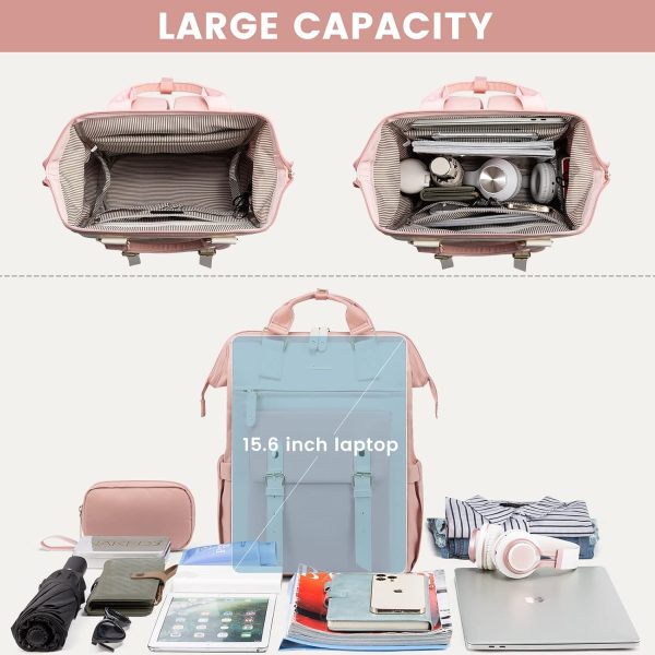 LOVEVOOK Laptop Backpack for Women Work Travel Backpack Purse, Commuter Business Computer Bag Teacher Nurse Bags, College School Backpack Student Bookbag with Multi-Pockets, 15.6 Inch, Black-brown - Image 129