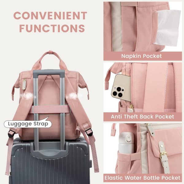 LOVEVOOK Laptop Backpack for Women Work Travel Backpack Purse, Commuter Business Computer Bag Teacher Nurse Bags, College School Backpack Student Bookbag with Multi-Pockets, 15.6 Inch, Black-brown - Image 131