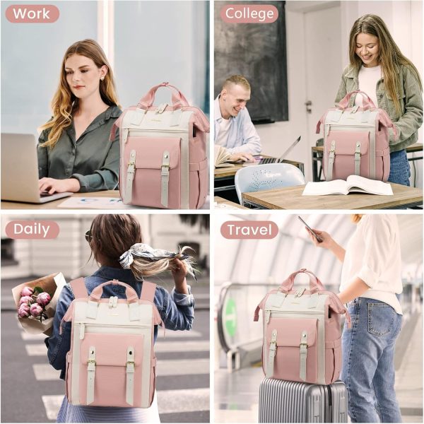 LOVEVOOK Laptop Backpack for Women Work Travel Backpack Purse, Commuter Business Computer Bag Teacher Nurse Bags, College School Backpack Student Bookbag with Multi-Pockets, 15.6 Inch, Black-brown - Image 132