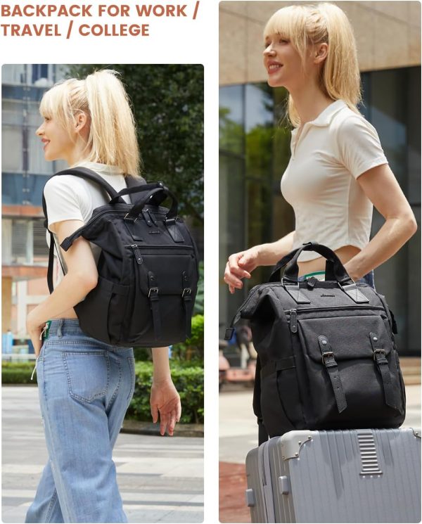 LOVEVOOK Laptop Backpack for Women Work Travel Backpack Purse, Commuter Business Computer Bag Teacher Nurse Bags, College School Backpack Student Bookbag with Multi-Pockets, 15.6 Inch, Black-brown - Image 152