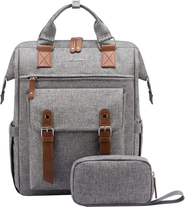 LOVEVOOK Laptop Backpack for Women Work Travel Backpack Purse, Commuter Business Computer Bag Teacher Nurse Bags, College School Backpack Student Bookbag with Multi-Pockets, 15.6 Inch, Black-brown - Image 166