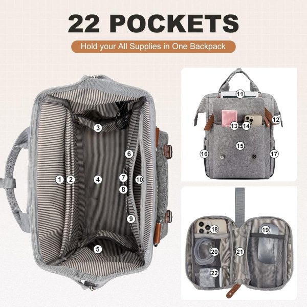 LOVEVOOK Laptop Backpack for Women Work Travel Backpack Purse, Commuter Business Computer Bag Teacher Nurse Bags, College School Backpack Student Bookbag with Multi-Pockets, 15.6 Inch, Black-brown - Image 167