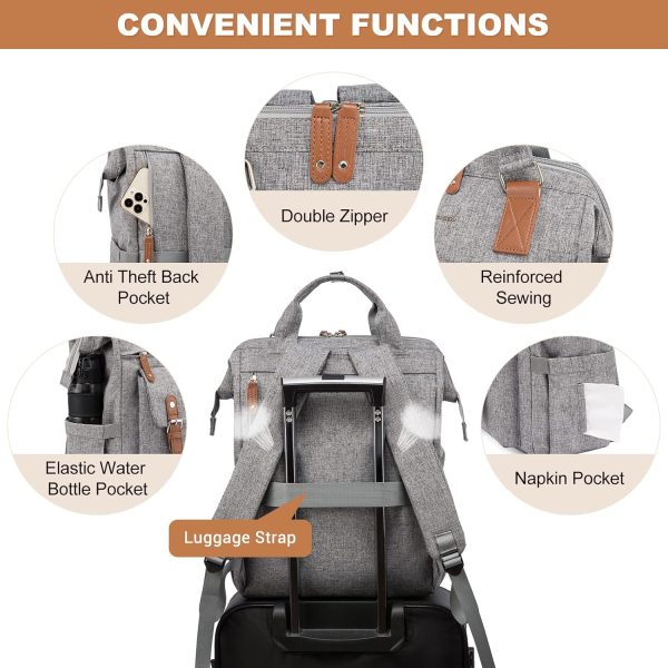LOVEVOOK Laptop Backpack for Women Work Travel Backpack Purse, Commuter Business Computer Bag Teacher Nurse Bags, College School Backpack Student Bookbag with Multi-Pockets, 15.6 Inch, Black-brown - Image 169