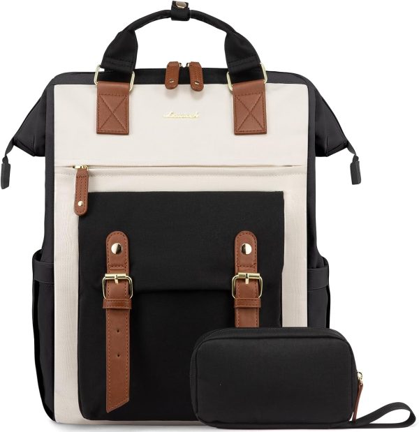 LOVEVOOK Laptop Backpack for Women Work Travel Backpack Purse, Commuter Business Computer Bag Teacher Nurse Bags, College School Backpack Student Bookbag with Multi-Pockets, 15.6 Inch, Black-brown - Image 181