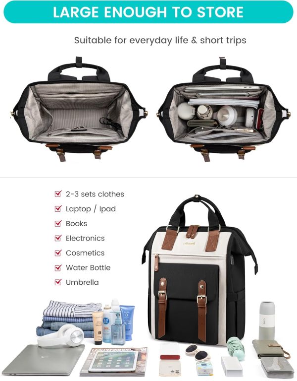 LOVEVOOK Laptop Backpack for Women Work Travel Backpack Purse, Commuter Business Computer Bag Teacher Nurse Bags, College School Backpack Student Bookbag with Multi-Pockets, 15.6 Inch, Black-brown - Image 184