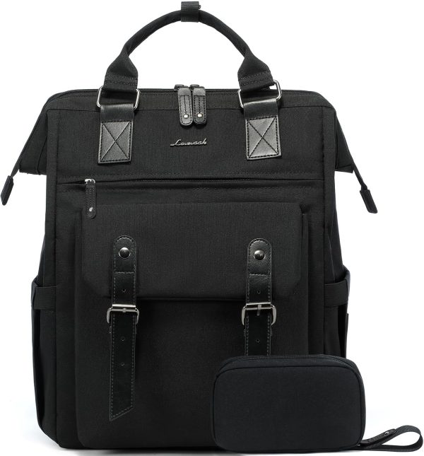 LOVEVOOK Laptop Backpack for Women Work Travel Backpack Purse, Commuter Business Computer Bag Teacher Nurse Bags, College School Backpack Student Bookbag with Multi-Pockets, 15.6 Inch, Black-brown - Image 191