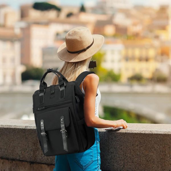 LOVEVOOK Laptop Backpack for Women Work Travel Backpack Purse, Commuter Business Computer Bag Teacher Nurse Bags, College School Backpack Student Bookbag with Multi-Pockets, 15.6 Inch, Black-brown - Image 192