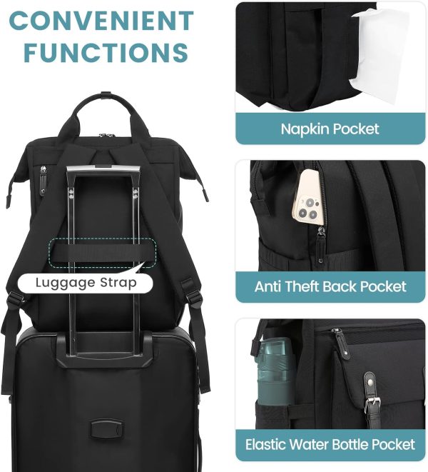 LOVEVOOK Laptop Backpack for Women Work Travel Backpack Purse, Commuter Business Computer Bag Teacher Nurse Bags, College School Backpack Student Bookbag with Multi-Pockets, 15.6 Inch, Black-brown - Image 195
