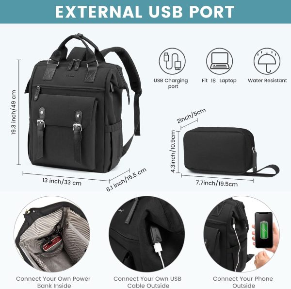 LOVEVOOK Laptop Backpack for Women Work Travel Backpack Purse, Commuter Business Computer Bag Teacher Nurse Bags, College School Backpack Student Bookbag with Multi-Pockets, 15.6 Inch, Black-brown - Image 197