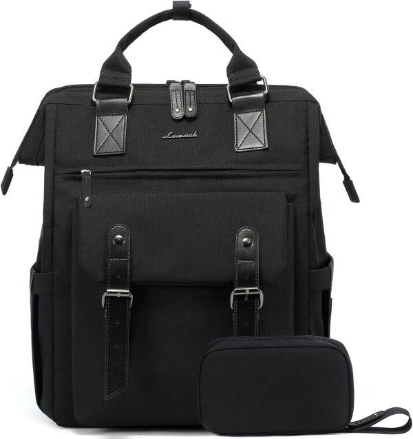 LOVEVOOK Laptop Backpack for Women Work Travel Backpack Purse, Commuter Business Computer Bag Teacher Nurse Bags, College School Backpack Student Bookbag with Multi-Pockets, 15.6 Inch, Black-brown - Image 216