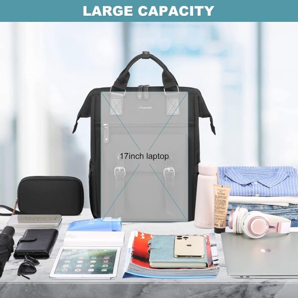 LOVEVOOK Laptop Backpack for Women Work Travel Backpack Purse, Commuter Business Computer Bag Teacher Nurse Bags, College School Backpack Student Bookbag with Multi-Pockets, 15.6 Inch, Black-brown - Image 217