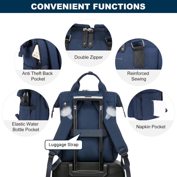 LOVEVOOK Laptop Backpack for Women Work Travel Backpack Purse, Commuter Business Computer Bag Teacher Nurse Bags, College School Backpack Student Bookbag with Multi-Pockets, 15.6 Inch, Black-brown - Image 223