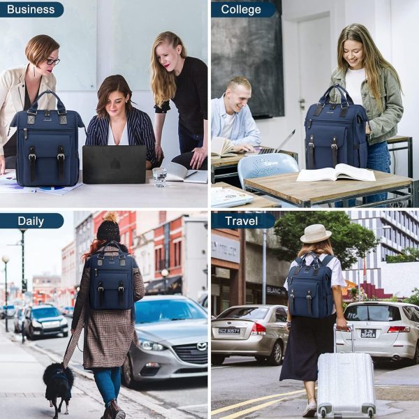 LOVEVOOK Laptop Backpack for Women Work Travel Backpack Purse, Commuter Business Computer Bag Teacher Nurse Bags, College School Backpack Student Bookbag with Multi-Pockets, 15.6 Inch, Black-brown - Image 225