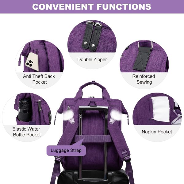 LOVEVOOK Laptop Backpack for Women Work Travel Backpack Purse, Commuter Business Computer Bag Teacher Nurse Bags, College School Backpack Student Bookbag with Multi-Pockets, 15.6 Inch, Black-brown - Image 230