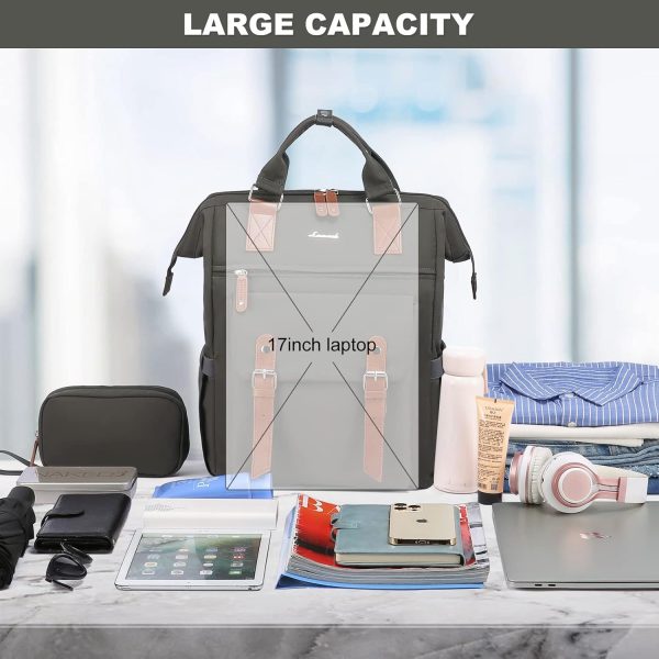 LOVEVOOK Laptop Backpack for Women Work Travel Backpack Purse, Commuter Business Computer Bag Teacher Nurse Bags, College School Backpack Student Bookbag with Multi-Pockets, 15.6 Inch, Black-brown - Image 239