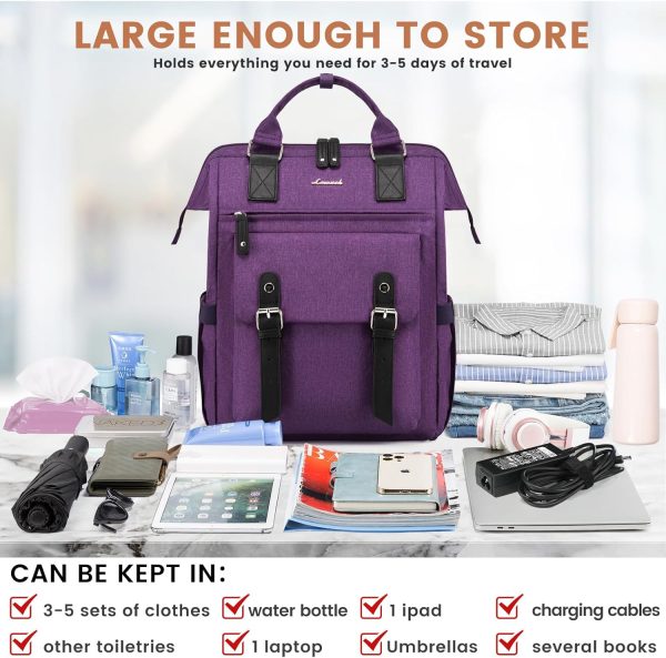 LOVEVOOK Laptop Backpack for Women Work Travel Backpack Purse, Commuter Business Computer Bag Teacher Nurse Bags, College School Backpack Student Bookbag with Multi-Pockets, 15.6 Inch, Black-brown - Image 244