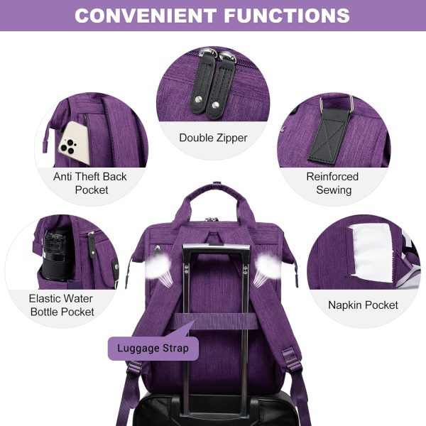 LOVEVOOK Laptop Backpack for Women Work Travel Backpack Purse, Commuter Business Computer Bag Teacher Nurse Bags, College School Backpack Student Bookbag with Multi-Pockets, 15.6 Inch, Black-brown - Image 246
