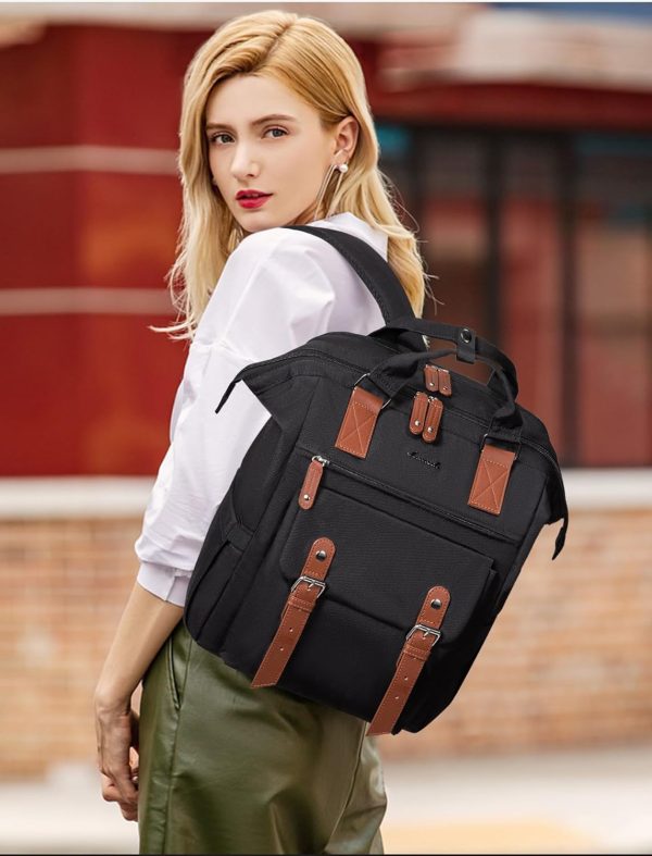 LOVEVOOK Laptop Backpack for Women Work Travel Backpack Purse, Commuter Business Computer Bag Teacher Nurse Bags, College School Backpack Student Bookbag with Multi-Pockets, 15.6 Inch, Black-brown - Image 249