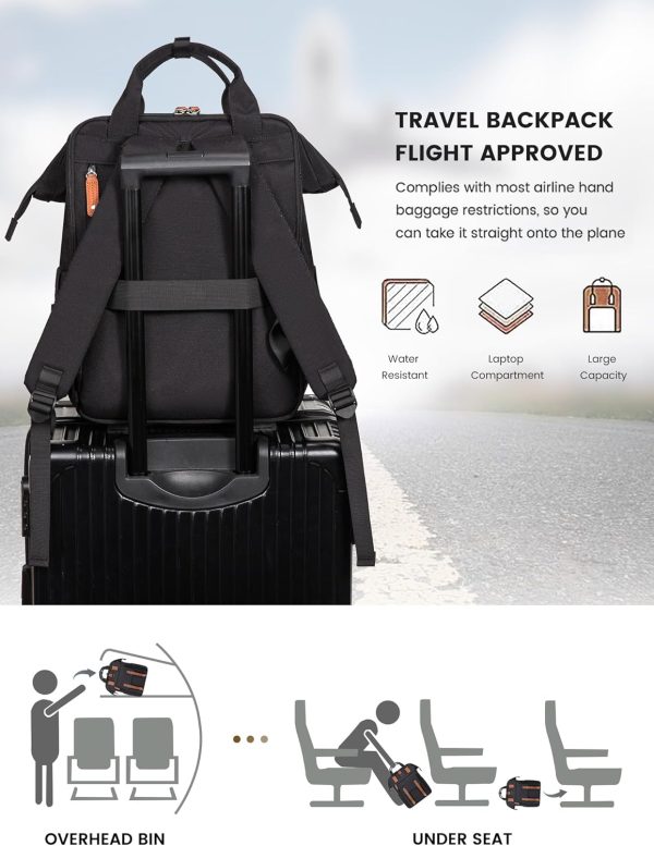 LOVEVOOK Laptop Backpack for Women Work Travel Backpack Purse, Commuter Business Computer Bag Teacher Nurse Bags, College School Backpack Student Bookbag with Multi-Pockets, 15.6 Inch, Black-brown - Image 253