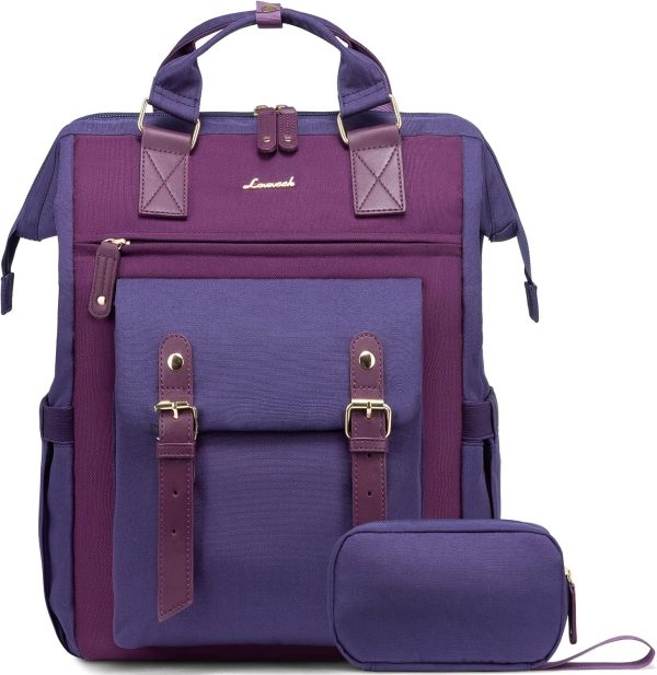 LOVEVOOK Laptop Backpack for Women Work Travel Backpack Purse, Commuter Business Computer Bag Teacher Nurse Bags, College School Backpack Student Bookbag with Multi-Pockets, 15.6 Inch, Black-brown - Image 260