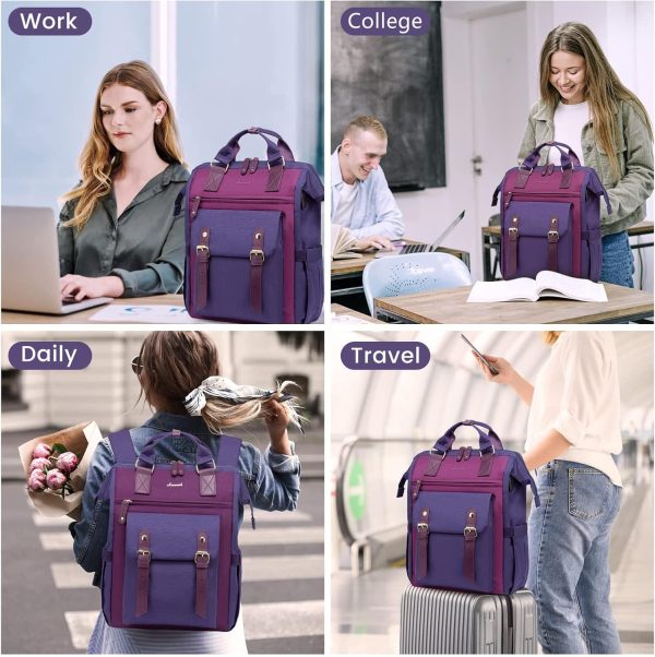 LOVEVOOK Laptop Backpack for Women Work Travel Backpack Purse, Commuter Business Computer Bag Teacher Nurse Bags, College School Backpack Student Bookbag with Multi-Pockets, 15.6 Inch, Black-brown - Image 265