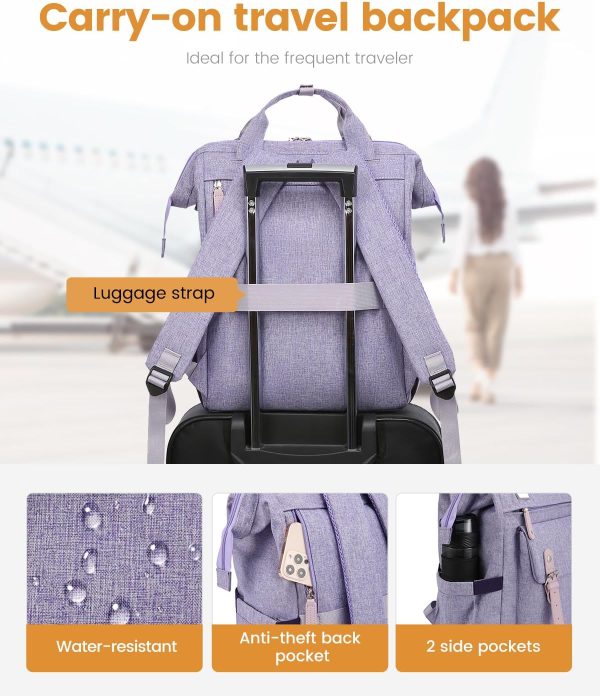 LOVEVOOK Laptop Backpack for Women Work Travel Backpack Purse, Commuter Business Computer Bag Teacher Nurse Bags, College School Backpack Student Bookbag with Multi-Pockets, 15.6 Inch, Black-brown - Image 272