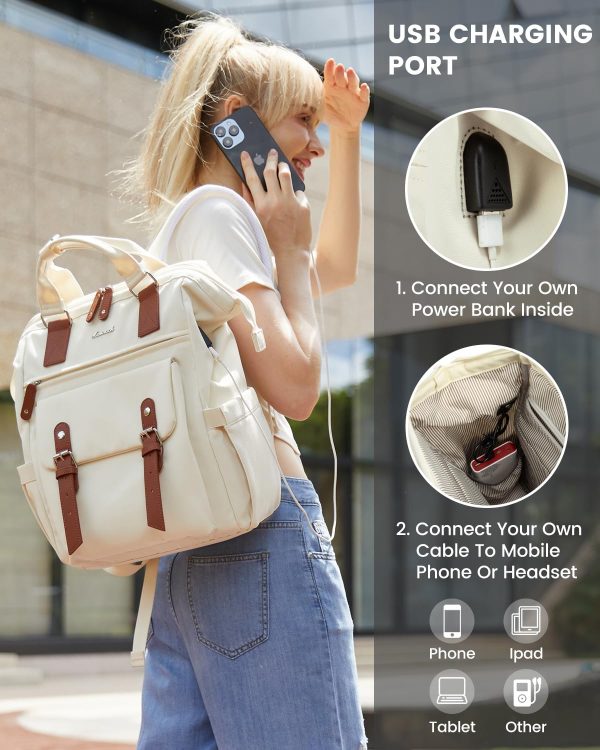 LOVEVOOK Laptop Backpack for Women Work Travel Backpack Purse, Commuter Business Computer Bag Teacher Nurse Bags, College School Backpack Student Bookbag with Multi-Pockets, 15.6 Inch, Black-brown - Image 278