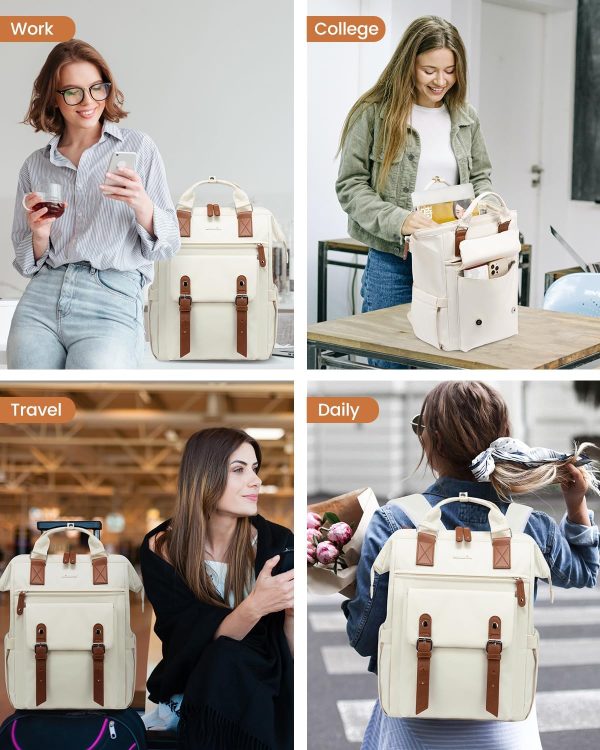 LOVEVOOK Laptop Backpack for Women Work Travel Backpack Purse, Commuter Business Computer Bag Teacher Nurse Bags, College School Backpack Student Bookbag with Multi-Pockets, 15.6 Inch, Black-brown - Image 282