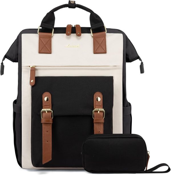 LOVEVOOK Laptop Backpack for Women Work Travel Backpack Purse, Commuter Business Computer Bag Teacher Nurse Bags, College School Backpack Student Bookbag with Multi-Pockets, 15.6 Inch, Black-brown - Image 293
