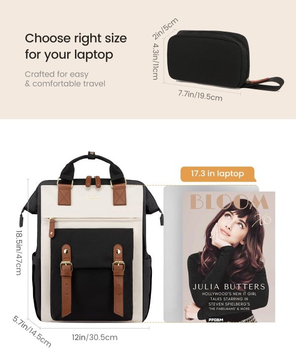 LOVEVOOK Laptop Backpack for Women Work Travel Backpack Purse, Commuter Business Computer Bag Teacher Nurse Bags, College School Backpack Student Bookbag with Multi-Pockets, 15.6 Inch, Black-brown - Image 299