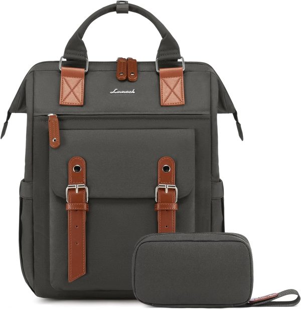 LOVEVOOK Laptop Backpack for Women Work Travel Backpack Purse, Commuter Business Computer Bag Teacher Nurse Bags, College School Backpack Student Bookbag with Multi-Pockets, 15.6 Inch, Black-brown - Image 301