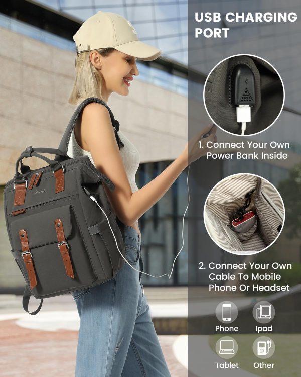 LOVEVOOK Laptop Backpack for Women Work Travel Backpack Purse, Commuter Business Computer Bag Teacher Nurse Bags, College School Backpack Student Bookbag with Multi-Pockets, 15.6 Inch, Black-brown - Image 304