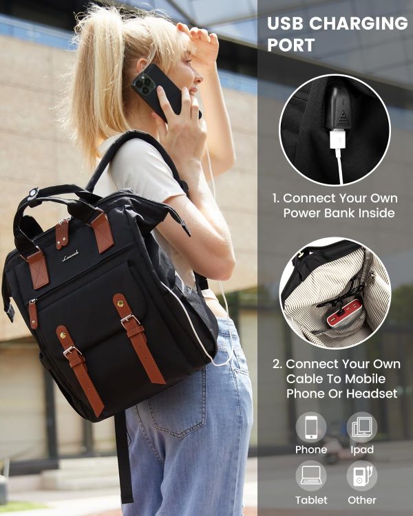 LOVEVOOK Laptop Backpack for Women Work Travel Backpack Purse, Commuter Business Computer Bag Teacher Nurse Bags, College School Backpack Student Bookbag with Multi-Pockets, 15.6 Inch, Black-brown - Image 319