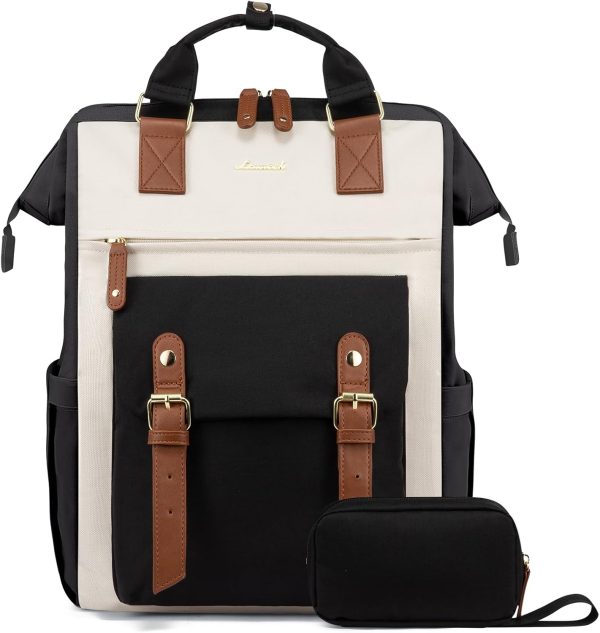 LOVEVOOK Laptop Backpack for Women Work Travel Backpack Purse, Commuter Business Computer Bag Teacher Nurse Bags, College School Backpack Student Bookbag with Multi-Pockets, 15.6 Inch, Black-brown - Image 339