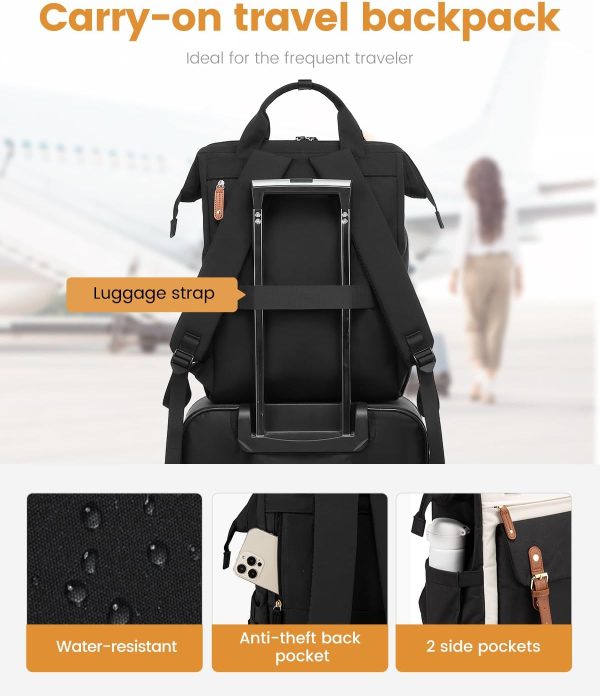 LOVEVOOK Laptop Backpack for Women Work Travel Backpack Purse, Commuter Business Computer Bag Teacher Nurse Bags, College School Backpack Student Bookbag with Multi-Pockets, 15.6 Inch, Black-brown - Image 342