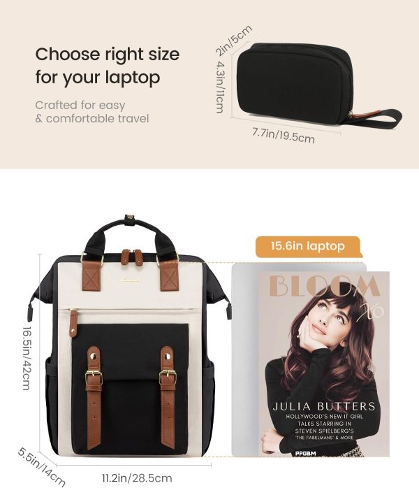 LOVEVOOK Laptop Backpack for Women Work Travel Backpack Purse, Commuter Business Computer Bag Teacher Nurse Bags, College School Backpack Student Bookbag with Multi-Pockets, 15.6 Inch, Black-brown - Image 354