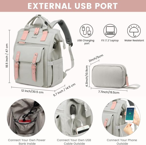 LOVEVOOK Laptop Backpack for Women Work Travel Backpack Purse, Commuter Business Computer Bag Teacher Nurse Bags, College School Backpack Student Bookbag with Multi-Pockets, 15.6 Inch, Black-brown - Image 364