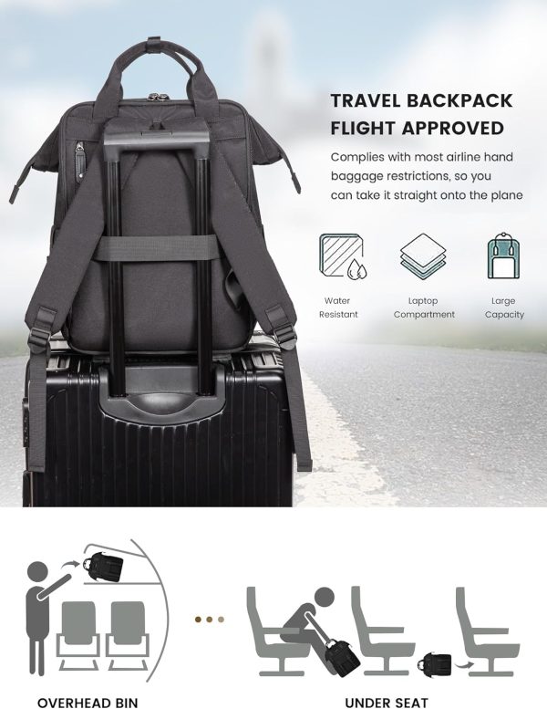 LOVEVOOK Laptop Backpack for Women Work Travel Backpack Purse, Commuter Business Computer Bag Teacher Nurse Bags, College School Backpack Student Bookbag with Multi-Pockets, 15.6 Inch, Black-brown - Image 369