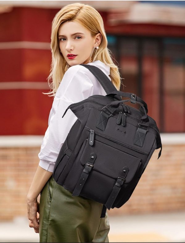 LOVEVOOK Laptop Backpack for Women Work Travel Backpack Purse, Commuter Business Computer Bag Teacher Nurse Bags, College School Backpack Student Bookbag with Multi-Pockets, 15.6 Inch, Black-brown - Image 371