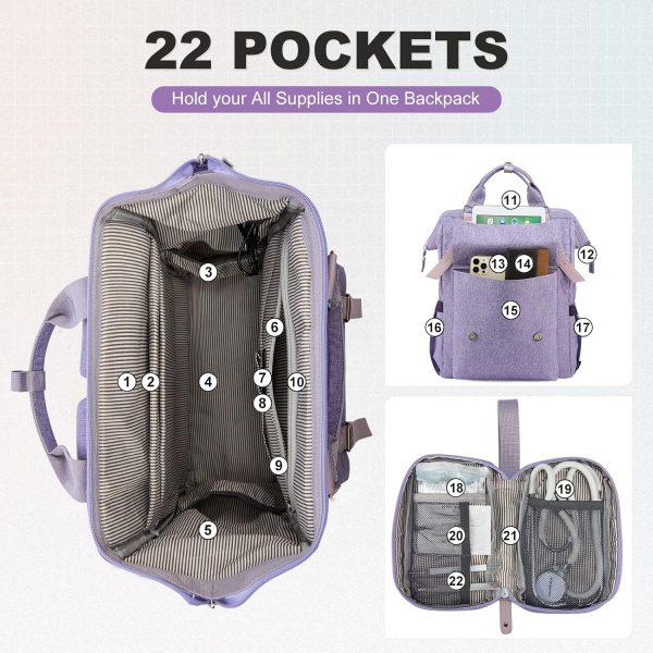 LOVEVOOK Laptop Backpack for Women Work Travel Backpack Purse, Commuter Business Computer Bag Teacher Nurse Bags, College School Backpack Student Bookbag with Multi-Pockets, 15.6 Inch, Black-brown - Image 379