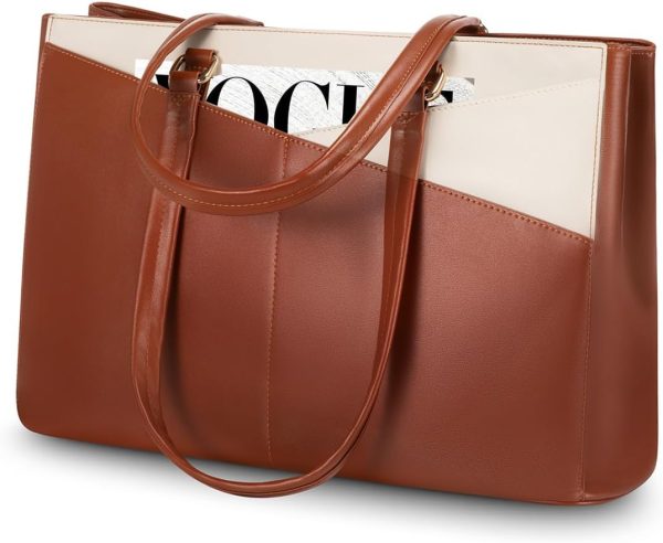 LOVEVOOK Laptop Tote Bag for Women 15.6 Inch Waterproof Leather Computer Bags Business Office Work Briefcase Black - Image 41
