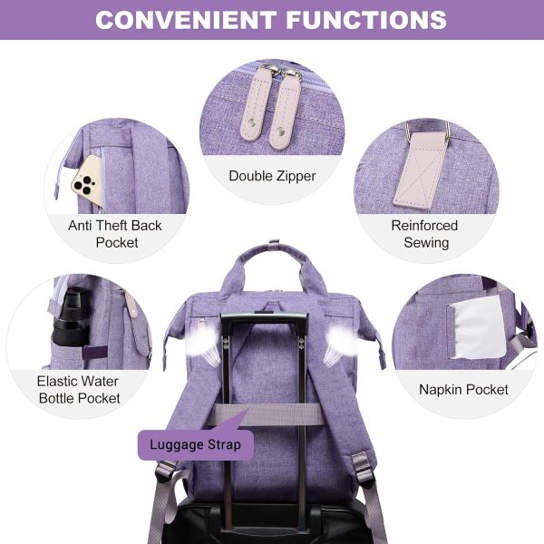 LOVEVOOK Laptop Backpack for Women Work Travel Backpack Purse, Commuter Business Computer Bag Teacher Nurse Bags, College School Backpack Student Bookbag with Multi-Pockets, 15.6 Inch, Black-brown - Image 382