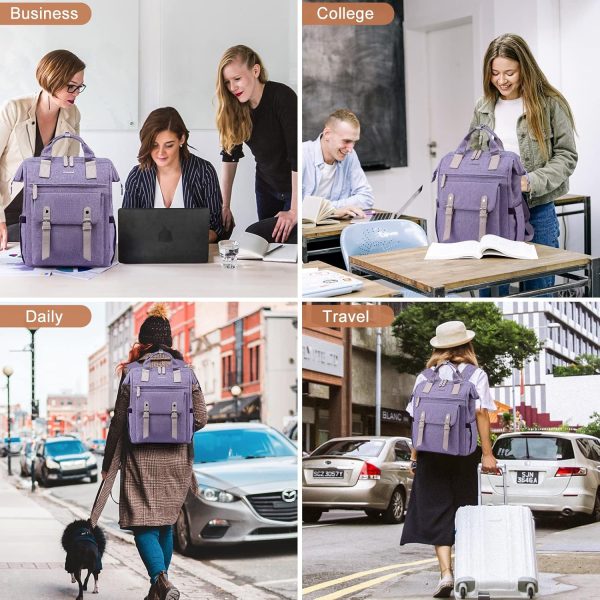 LOVEVOOK Laptop Backpack for Women Work Travel Backpack Purse, Commuter Business Computer Bag Teacher Nurse Bags, College School Backpack Student Bookbag with Multi-Pockets, 15.6 Inch, Black-brown - Image 383